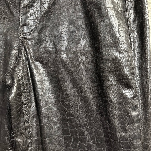 White House Black Market Black Skinny Croc Straight Leg Pants - Picture 3 of 7